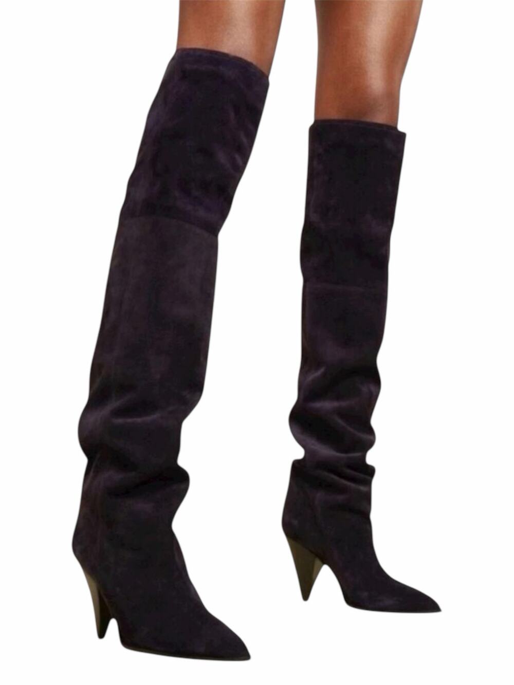 Isabel Marant Riria Suede Slouchy Tall Boots Midnight Blue Size 38
